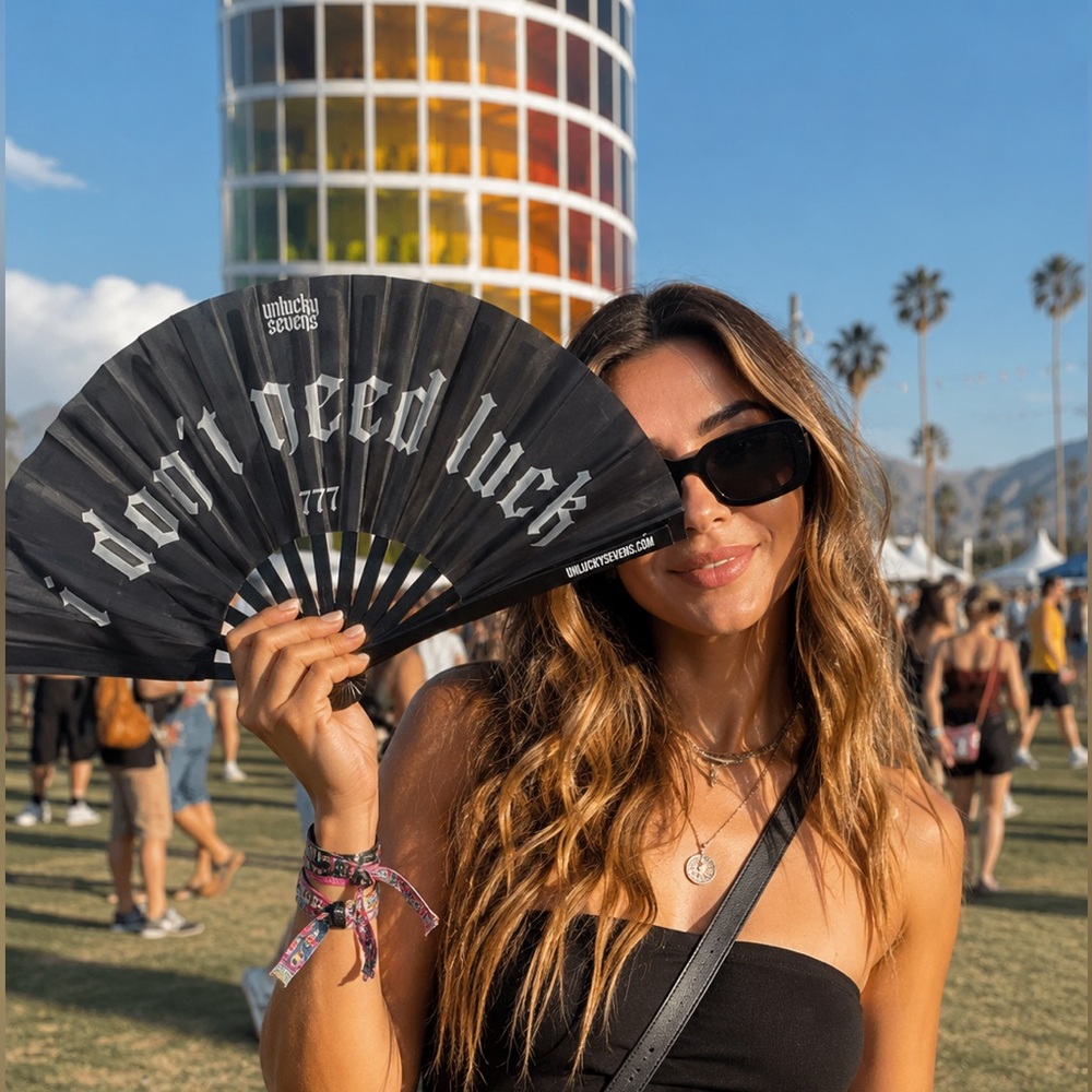 Unlucky Sevens "I Don't Need Luck" Black Festival Fan